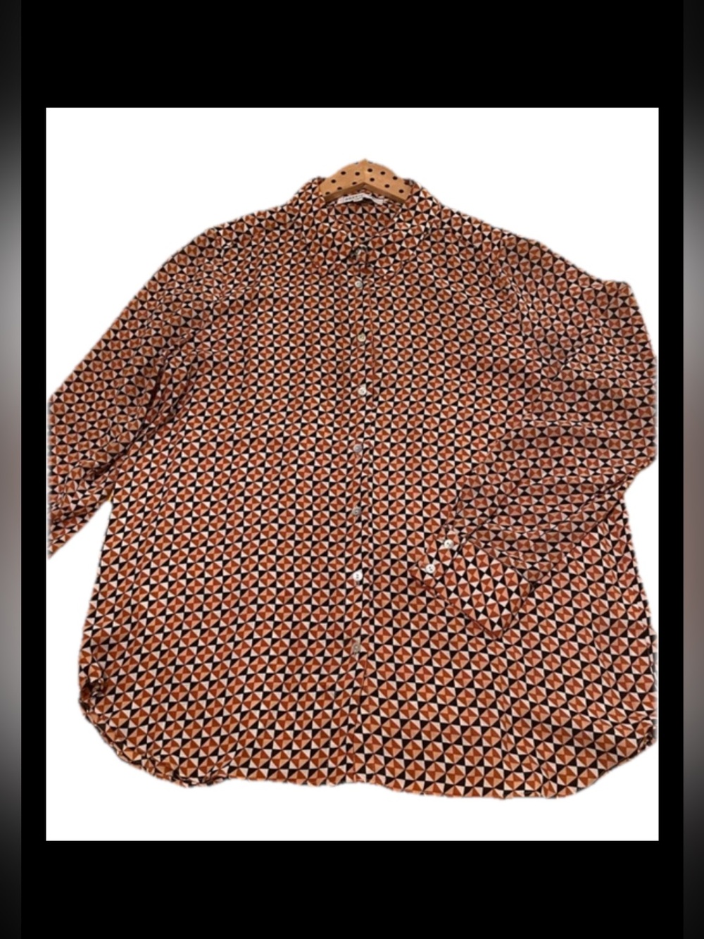 Rose&Olive Geometric Patterned Button Down Shirt with Collar